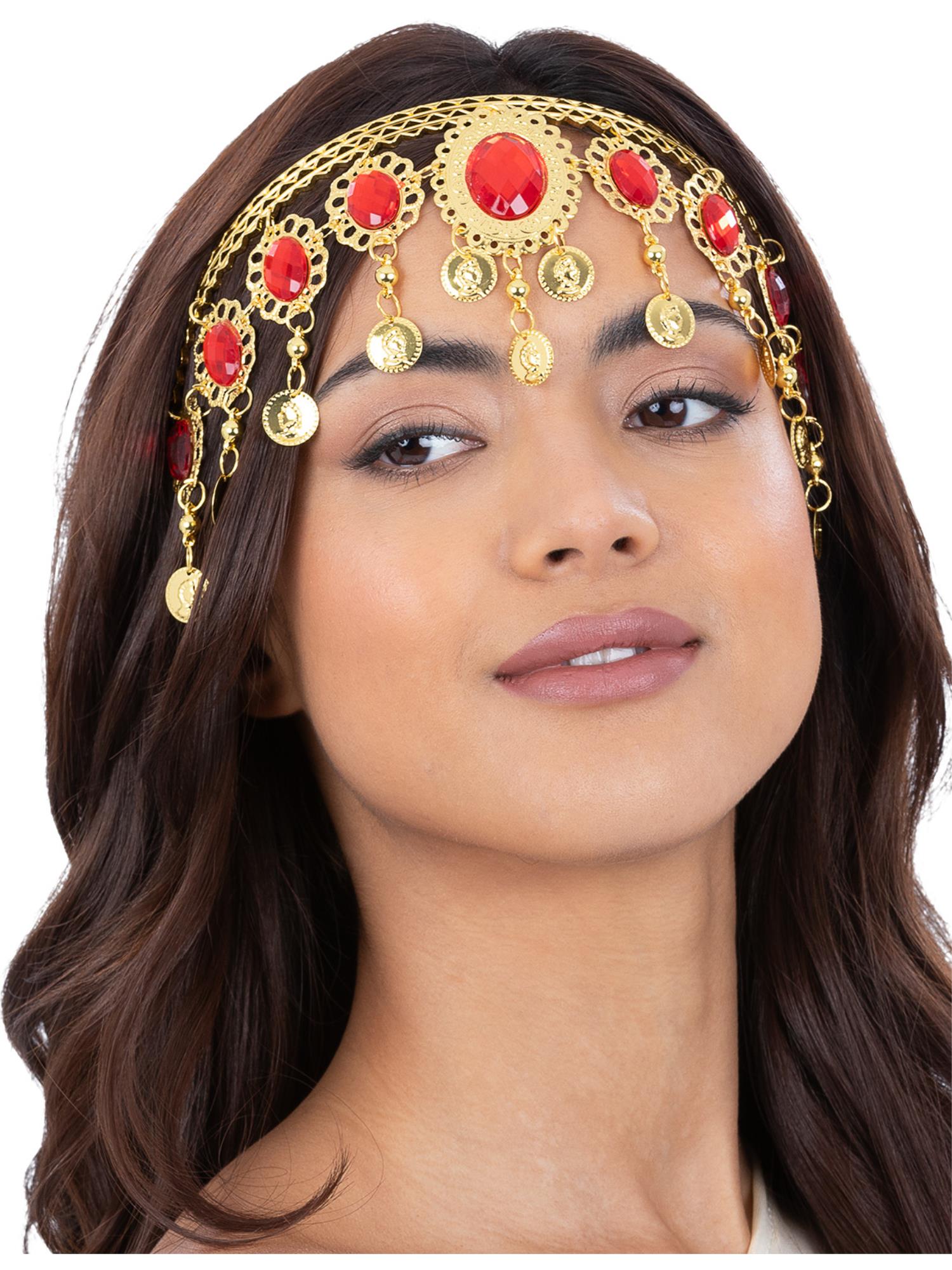 Smiffys Grecian Gold & Ruby Headdress in Gold für Damen