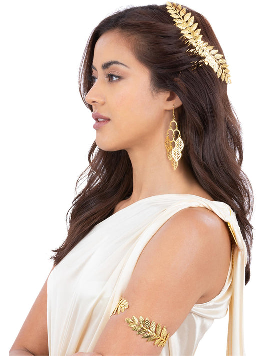 Smiffys Grecian Gold Leaf Jewellery Kit goldfarbenes Schmuckset für Damen