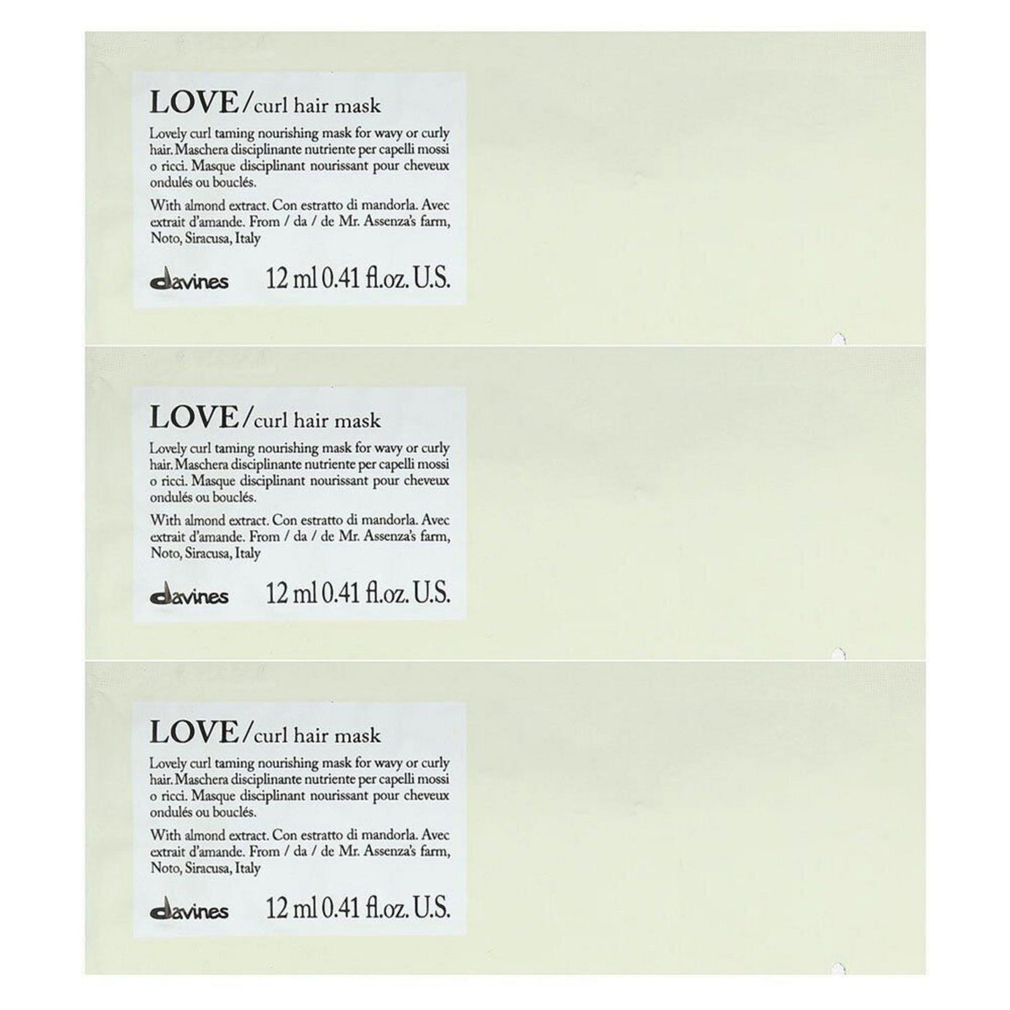 Davines, Love, Haarbehandlungs-Crememaske, 12 stk, 12 ml