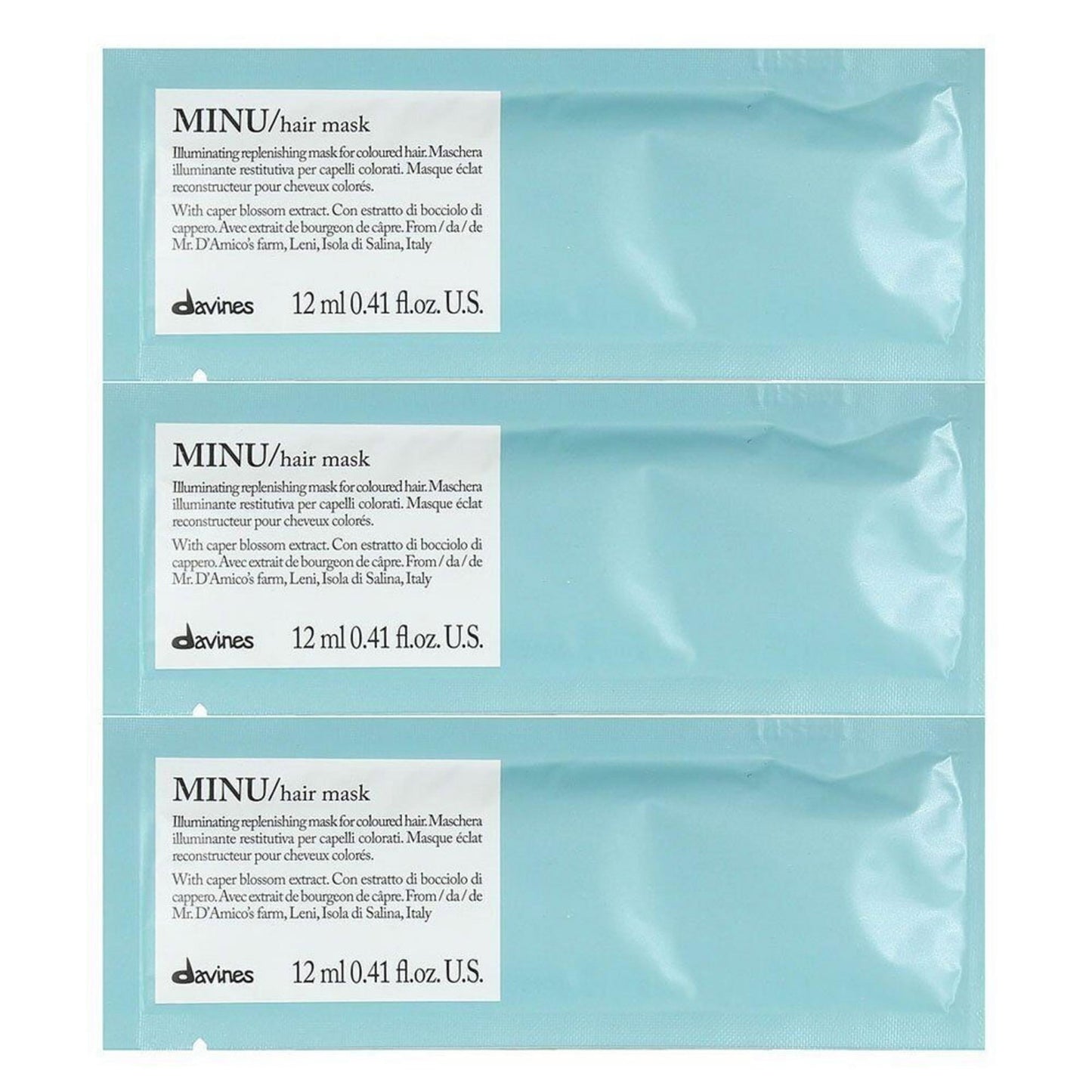 Setzen, Davines, Minu, Haarbehandlungs-Crememaske, Erleuchtend, 12 stk, 12 ml