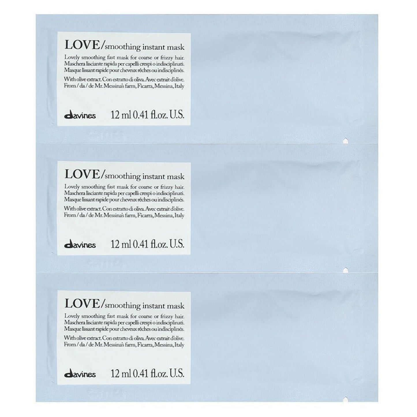 Davines, Love Smoothing, Haarbehandlungs-Crememaske, 12 stk, 12 ml