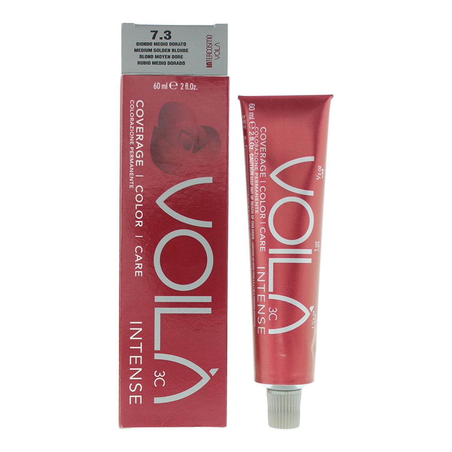 Intercosmo, Voila 3C Intense, Permanente Haarfarbe, 7.3 Medium Golden Blonde, 60 ml