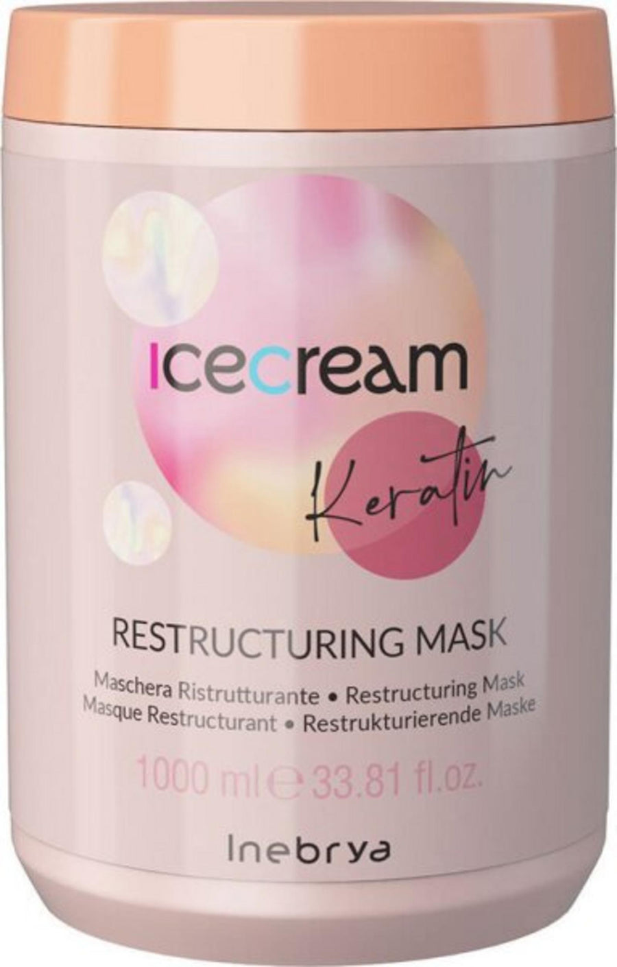Inebrya Inebrya, Ice Cream Keratin, Haarbehandlungs-Crememaske, Umstrukturierung, 1000 ml Regular