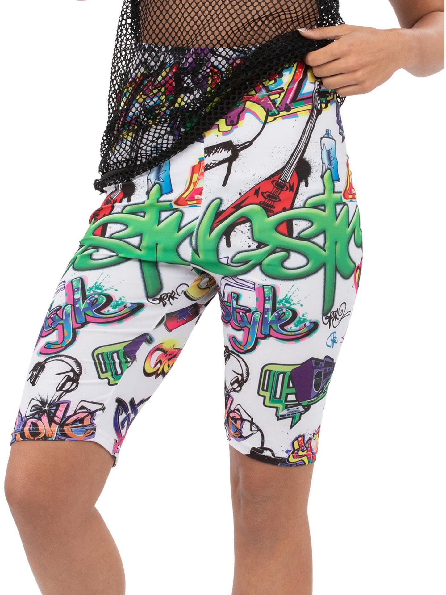 Smiffys 1990S 90s Unisex Graffiti Cycling Shorts AC