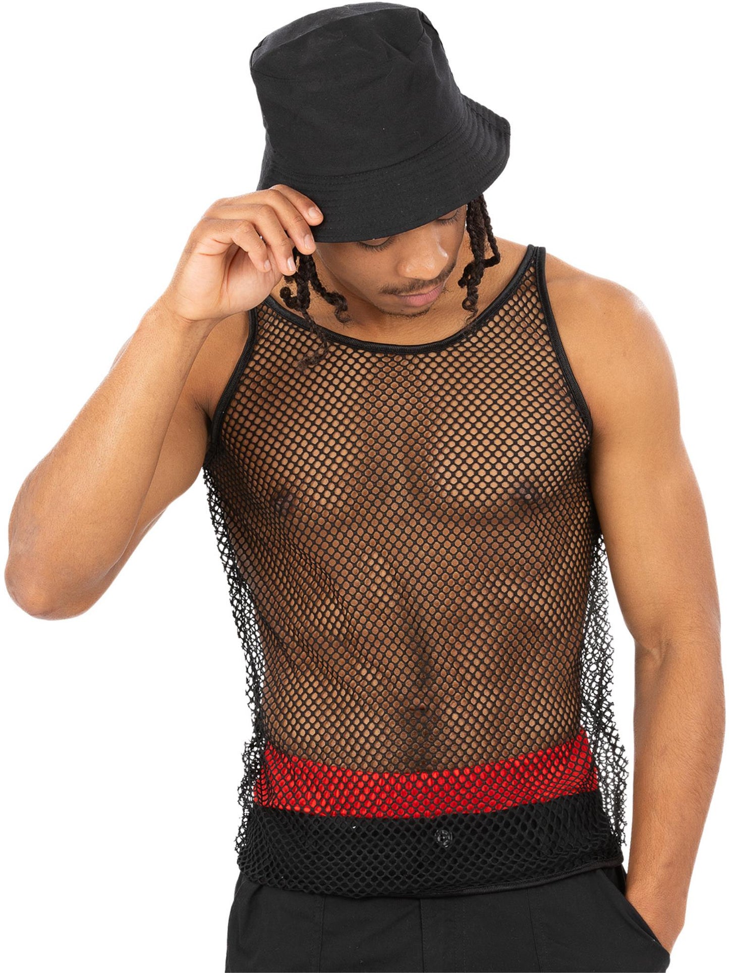 Smiffys 1990s schwarze Unisex String Vest für Erwachsene