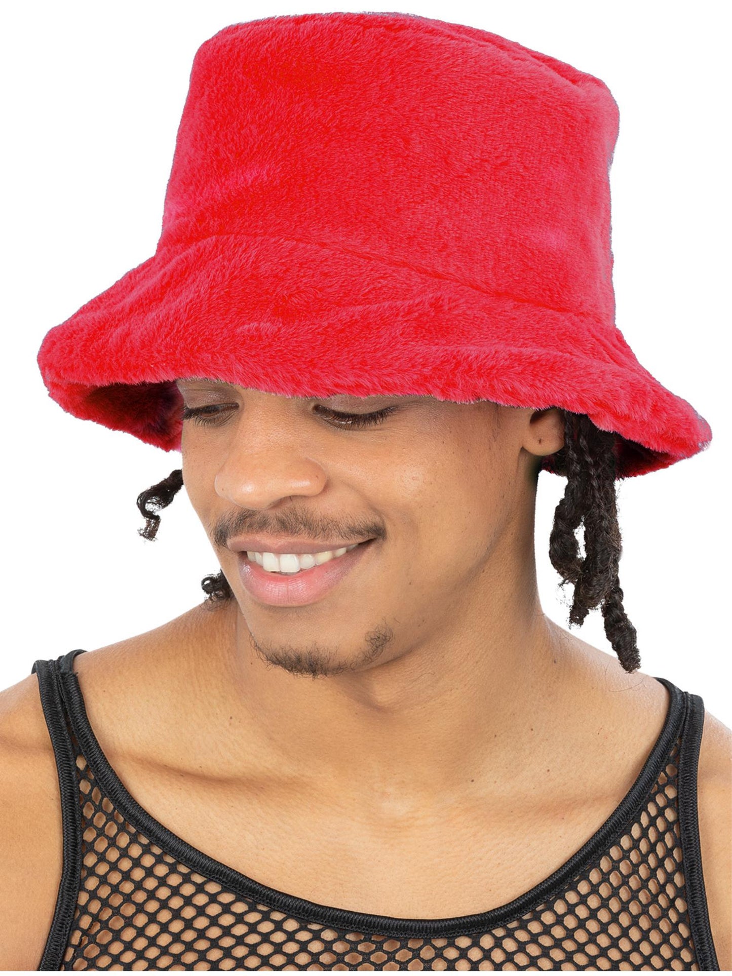 Smiffys 1990S 90s Red Fur Bucket Hat für Unisex