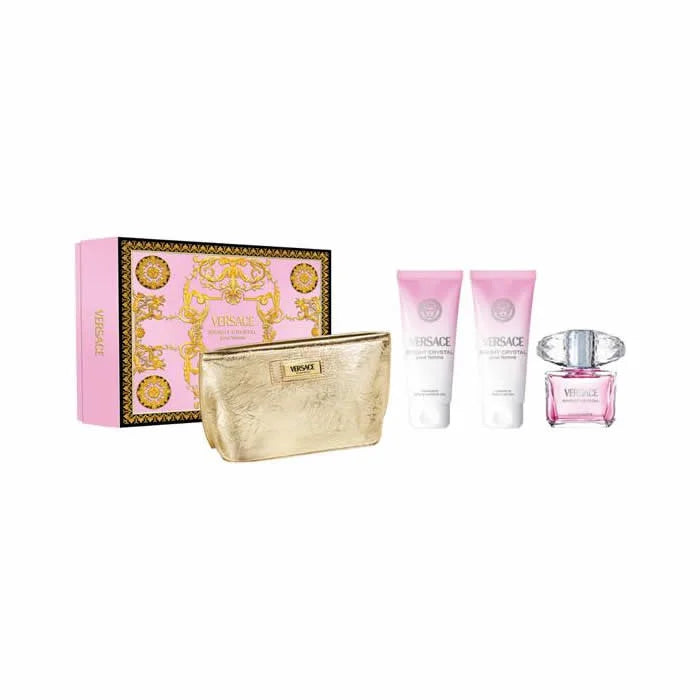 Versace Bright Crystal Pour Femme Eau de Toilette Spray 90 ml Set mit 4 Artikeln