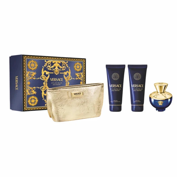 Versace Dylan Blue Pour Femme Eau de Parfum Spray 100 ml Set mit 4 Artikeln