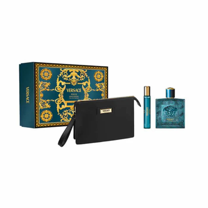 Versace Eros Pour Homme Eau de Parfum Spray 100 ml Set mit 3 Artikeln