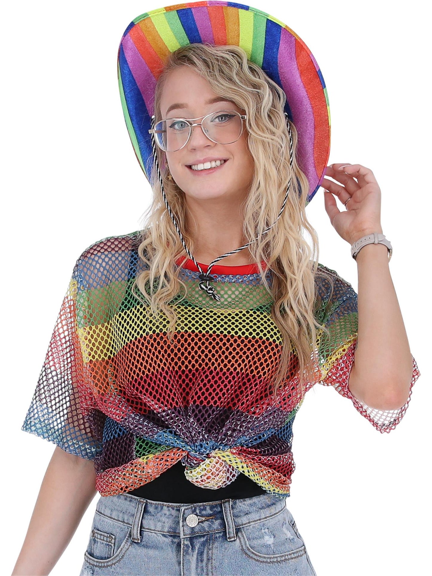 Smiffys Unisex Rainbow Mesh Top AC für Damen