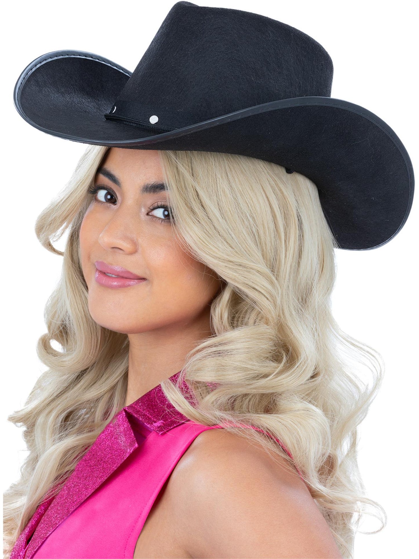 Smiffys Black Cowboy Hat, Felt, with Cord für Unisex