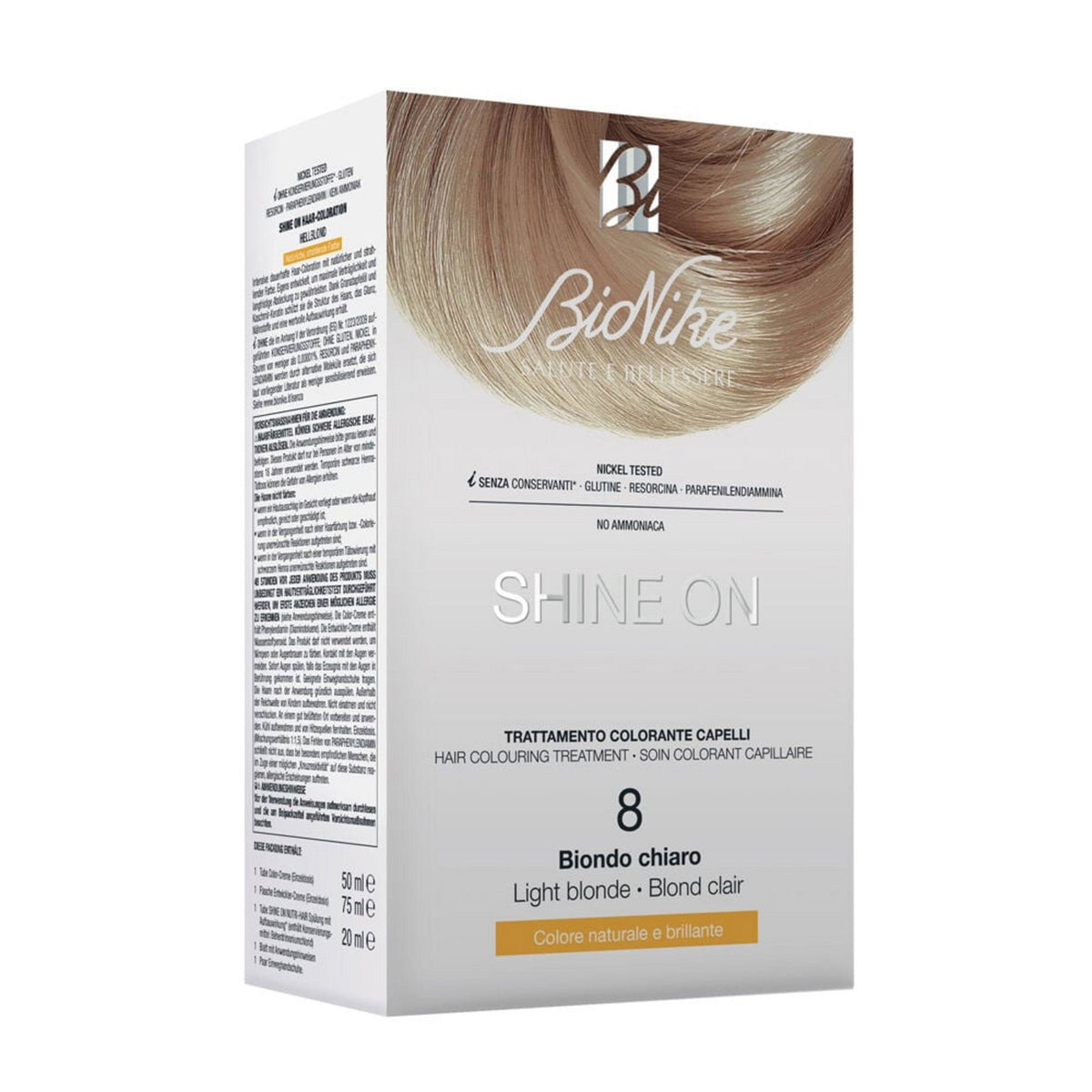 BioNike, Shine On, Permanente Haarfarbe, 8 Light Blonde, 145 ml