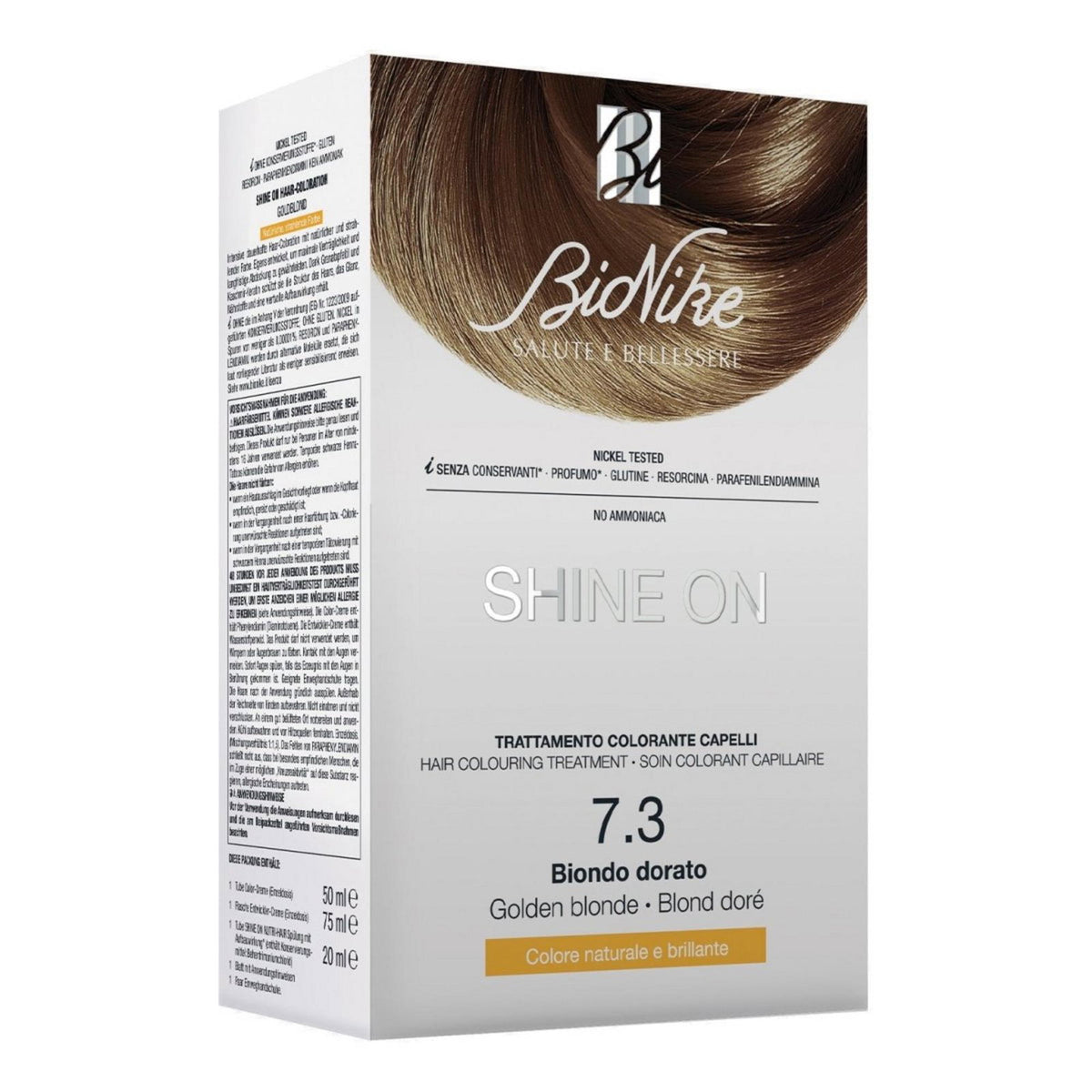 BioNike Shine On permanente Haarfarbe 7.3 Golden Blonde 145 ml