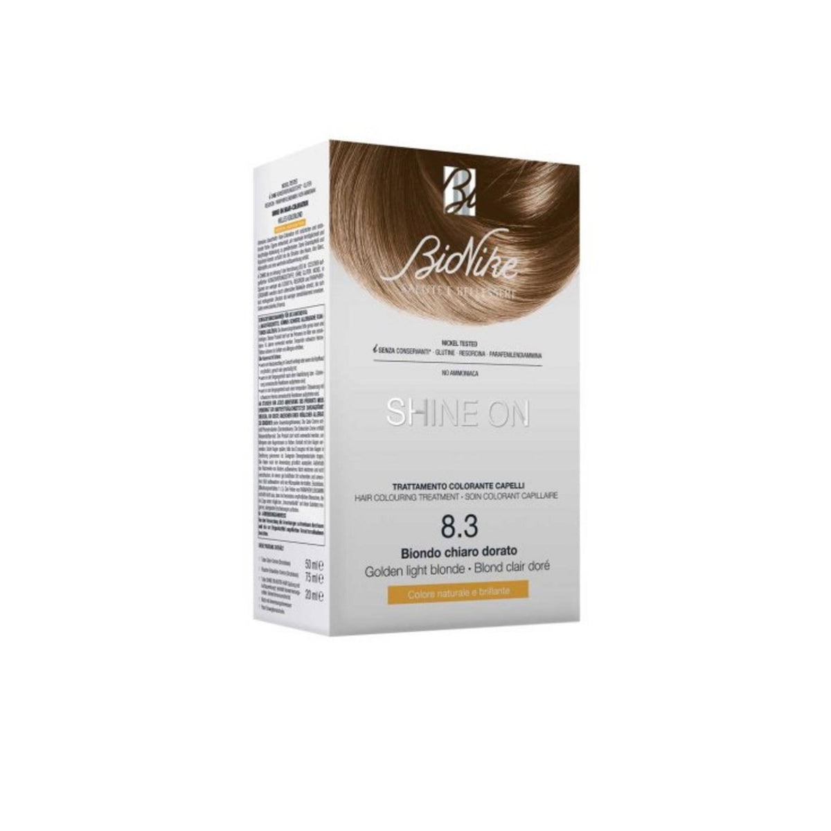 BioNike, Shine On, Permanent Hair Dye, 8.3 Light Golden Blonde, 145 ml
