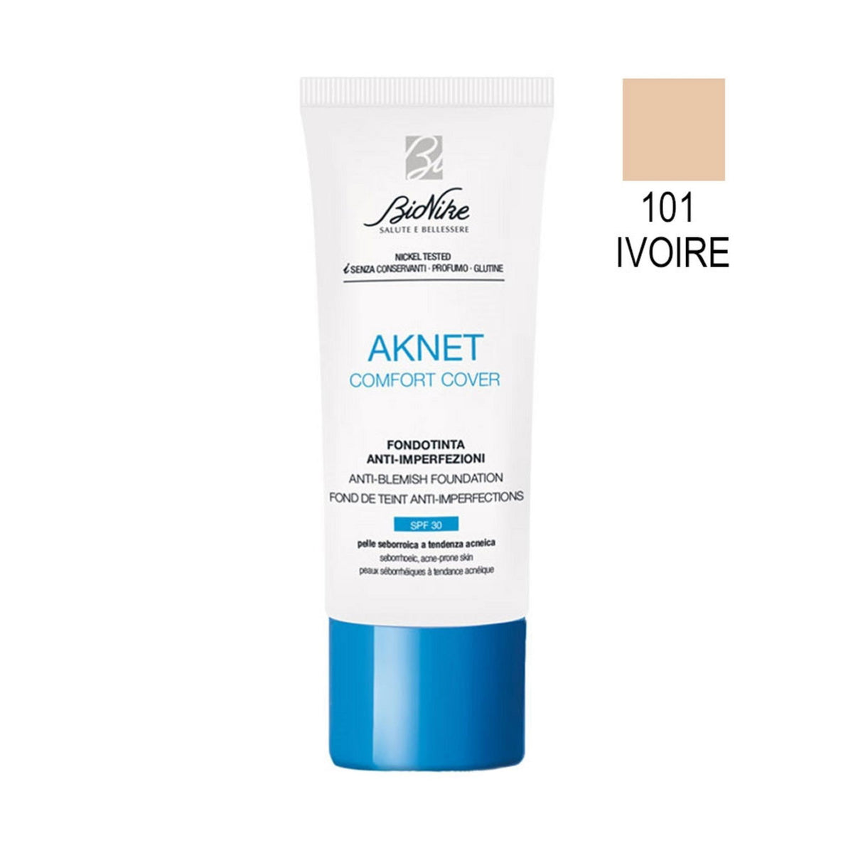 BioNike, Comfort Cover, Matte & Covering, Liquid Foundation, 101, Ivoire, SPF 30, 30 ml
