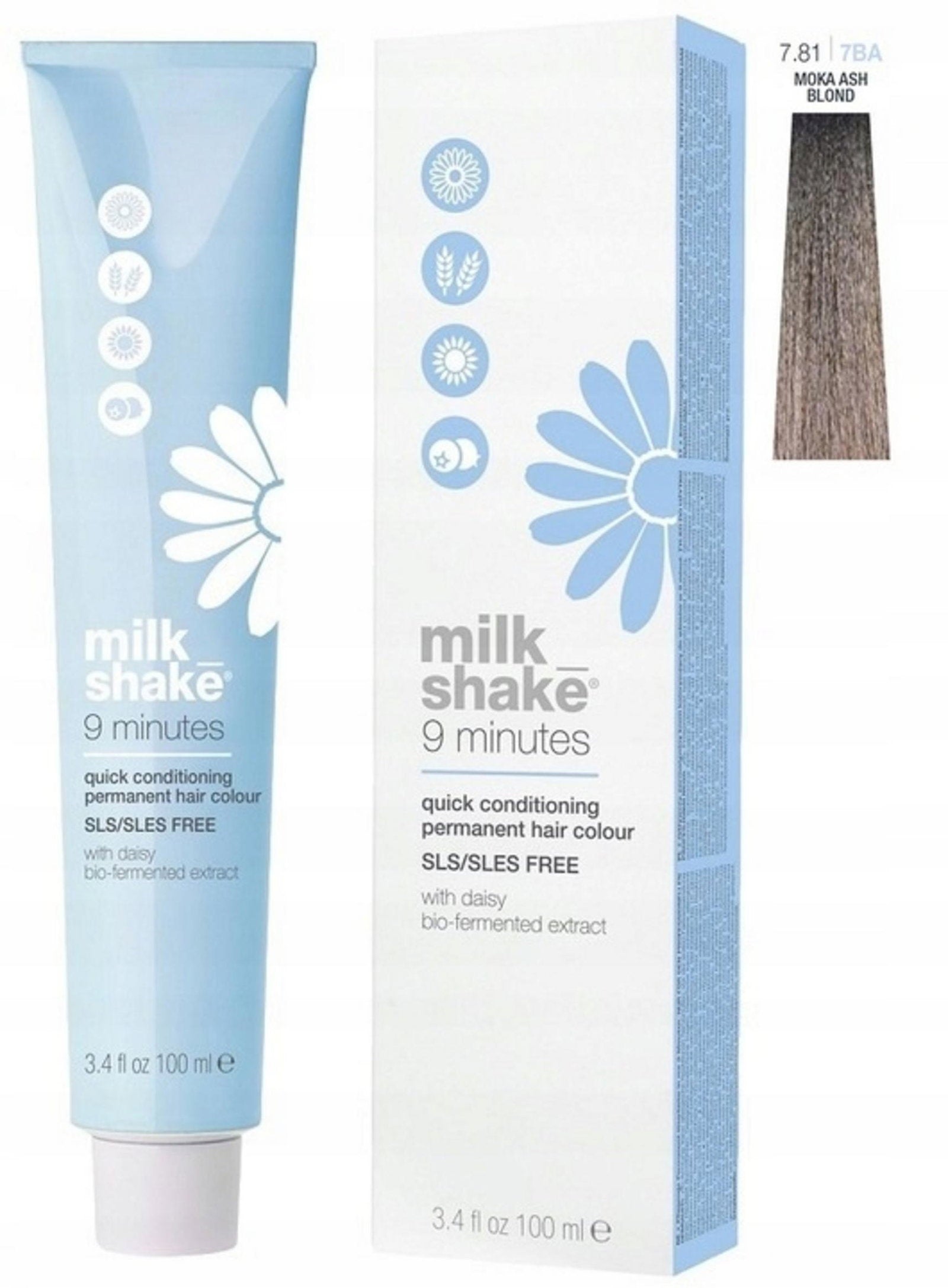 Milk Shake Milk Shake, 9 Minutes, Permanente Haarfarbe, 7.81 Ash Blond Mocha, 100 ml Regular
