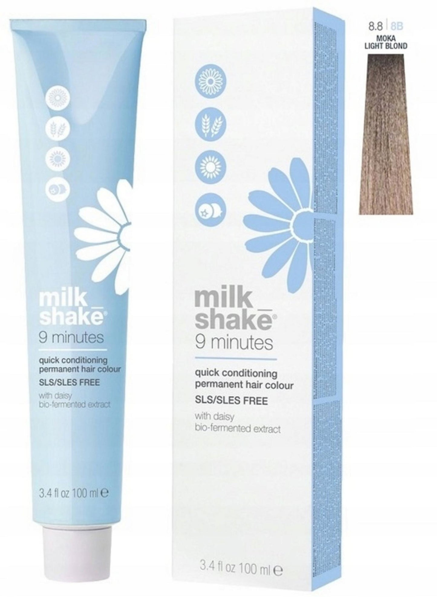 Milk Shake Milk Shake, 9 Minutes, Amino Acid Complex, Permanente Haarfarbe, 8.8 Moka Light Blond, 100 ml Regular