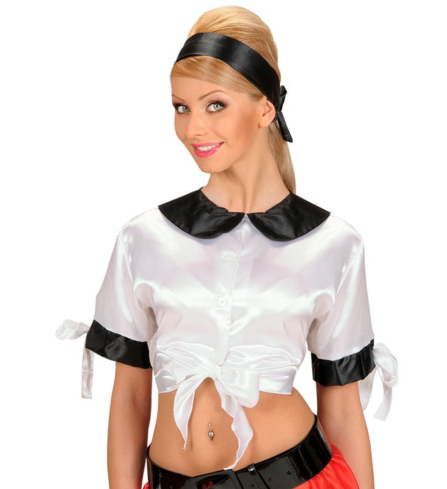Weißes Satin Tie-Top für Fasnacht und Kostüme