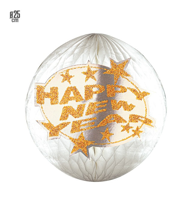Holografischer Wabenball in Gold und Silber mit 25 cm Durchmesser