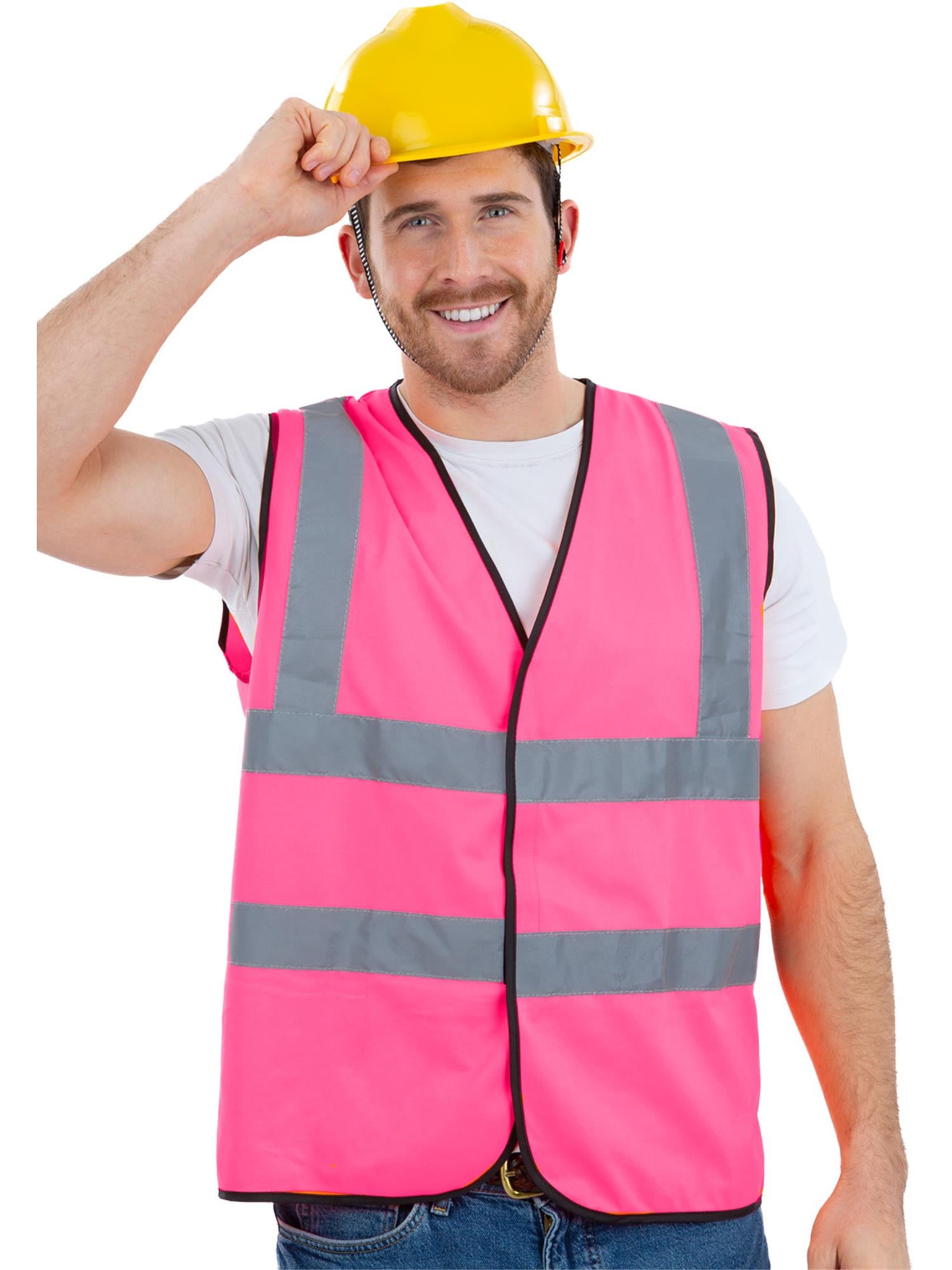 Smiffys pinke High-Vis Vest Warnweste für Erwachsene und Unisex