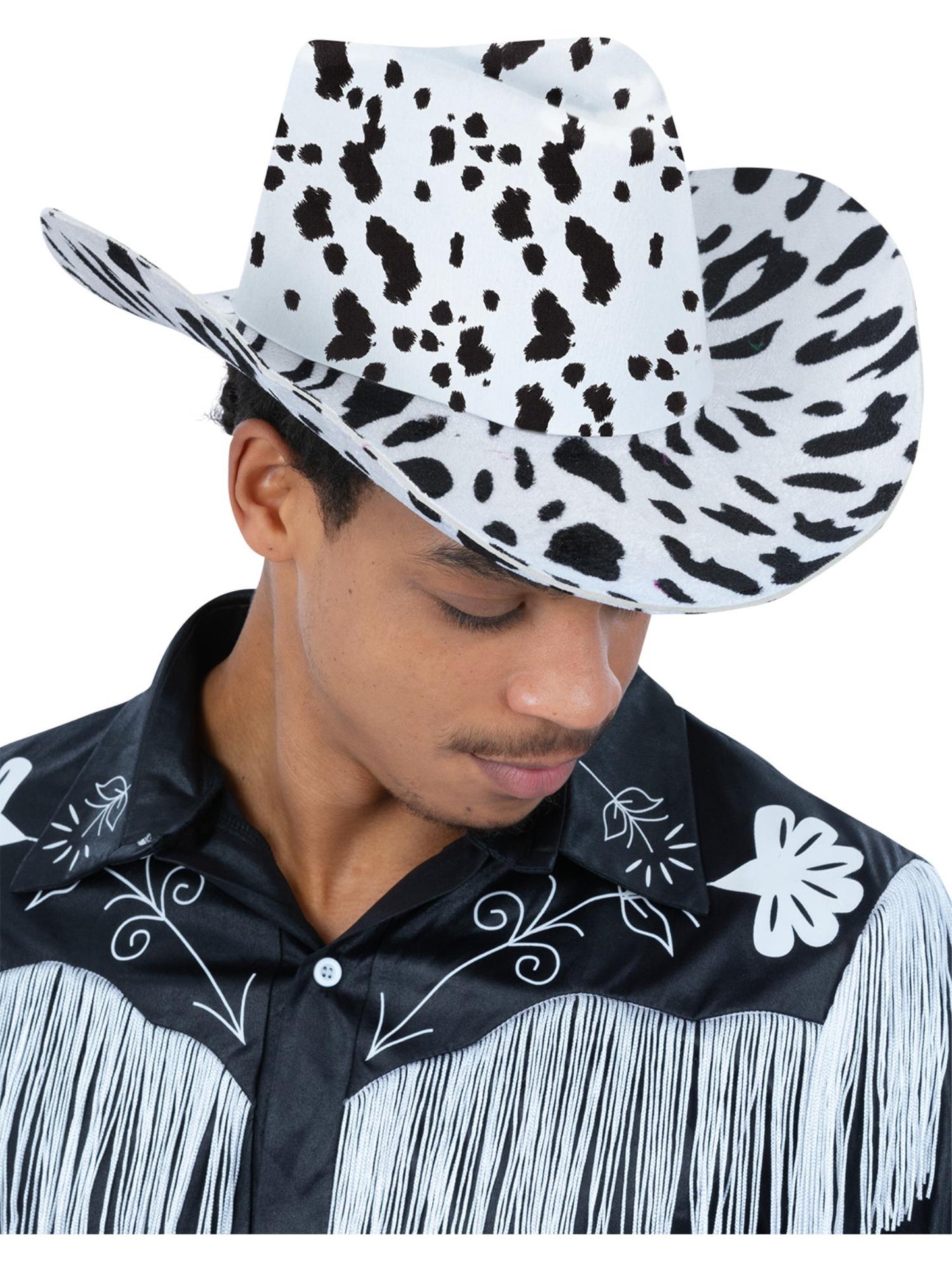 Smiffys Cow Print Cowboyhut mit Kordel in Schwarz für Erwachsene