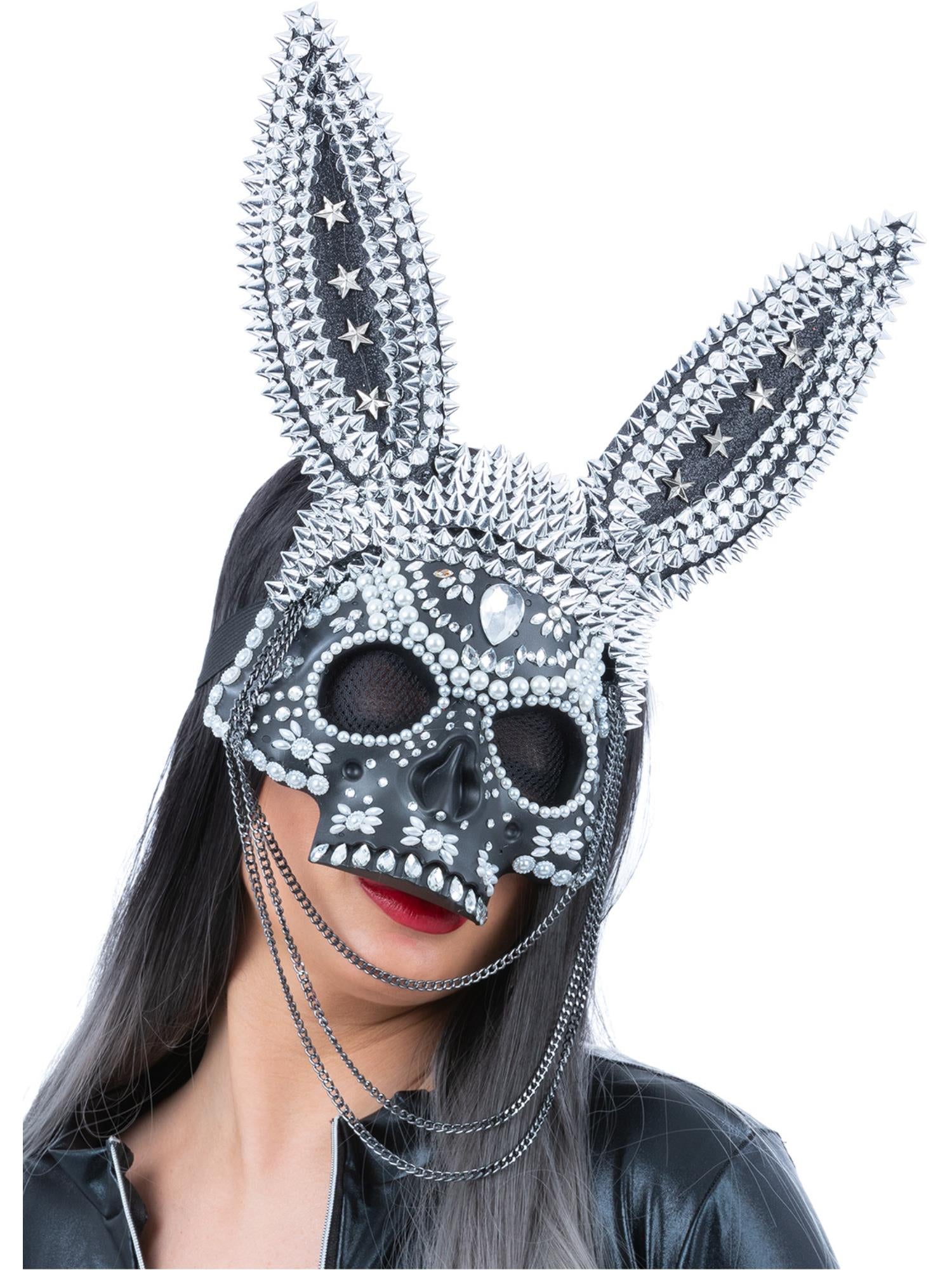 Smiffys Fever Jewelled Skeleton Bunny Maske für Erwachsene