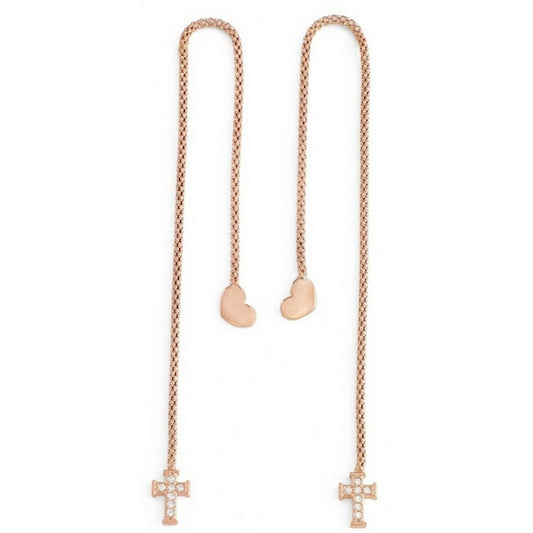 Amen Damenohrringe Amen Cuore Croce Cristalli Rose Gold Sterlingsilber 925