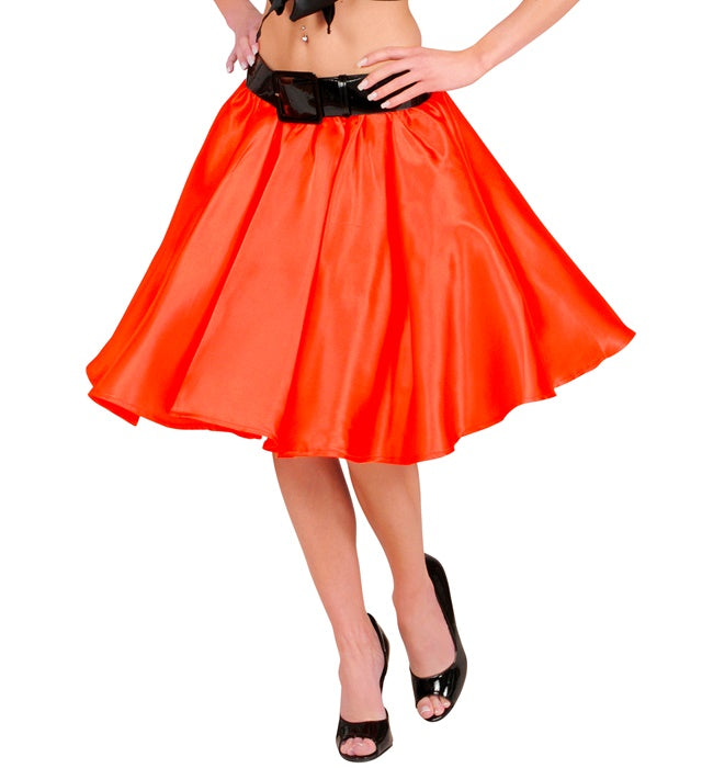 Roter Satin Rock mit voluminösem Petticoat für Fasnacht und Karneval