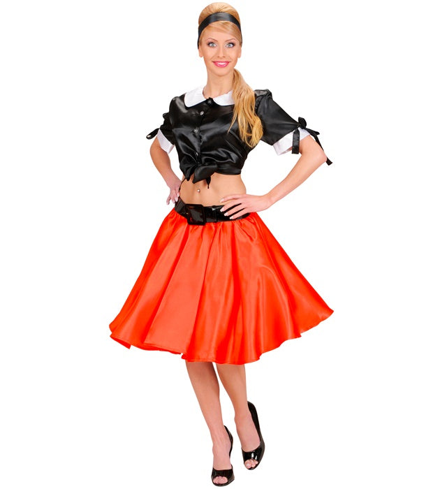 Roter Satin Rock mit voluminösem Petticoat für Fasnacht und Karneval