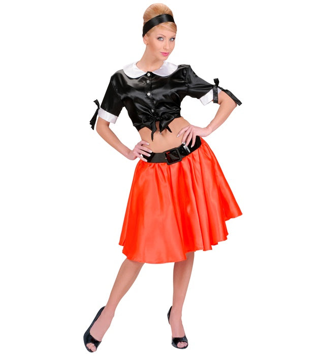 Roter Satin Rock mit voluminösem Petticoat für Fasnacht und Karneval