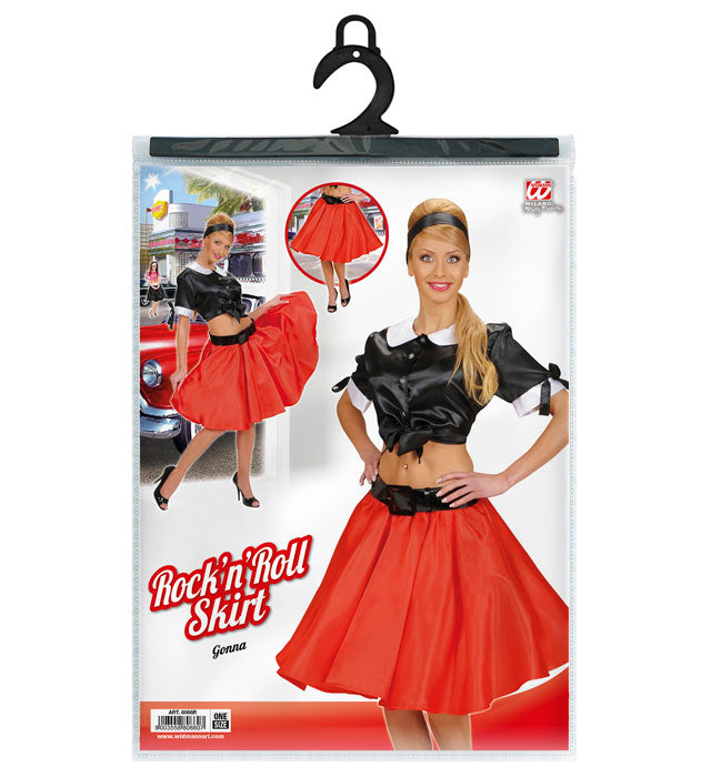 Roter Satin Rock mit voluminösem Petticoat für Fasnacht und Karneval