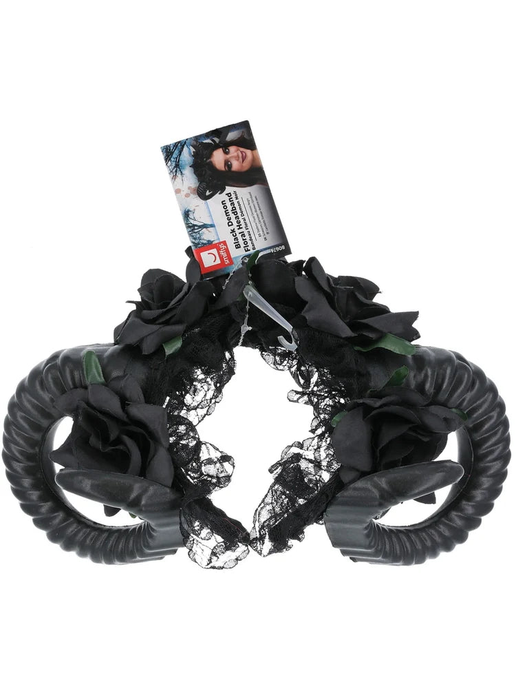Black Demon Floral Headband für Unisex