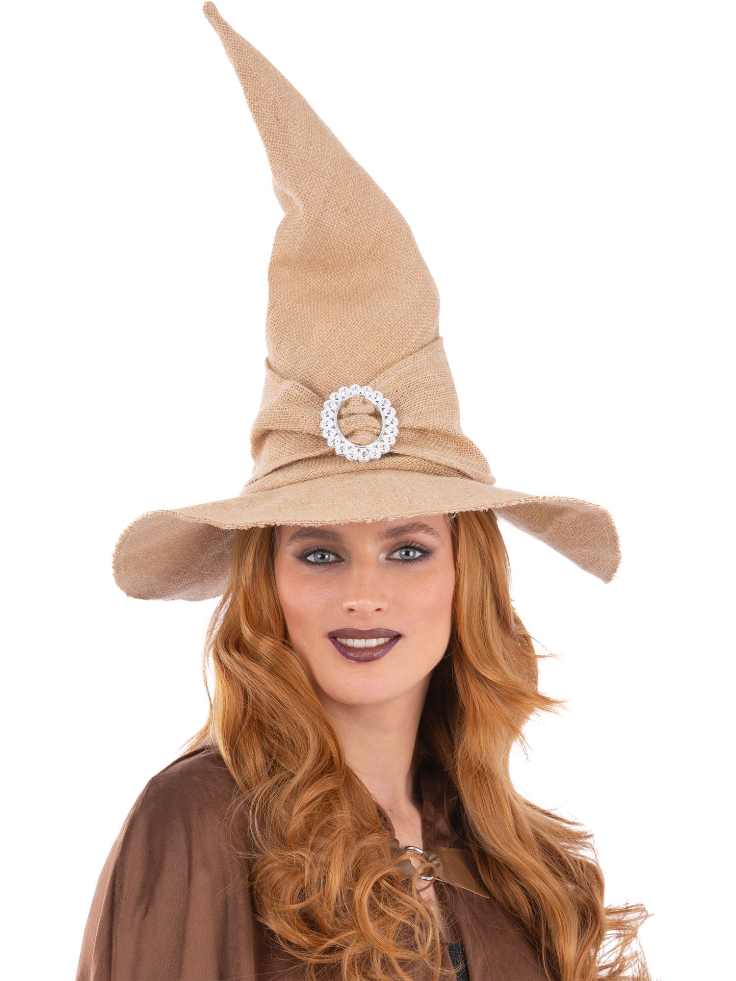 Smiffys Burlap Witch Hat brauner Hexenhut mit Schnalle für Damen