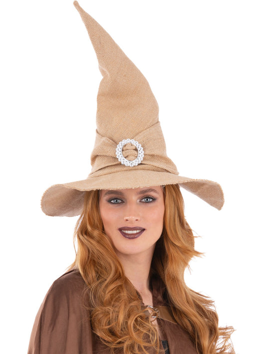 Smiffys Burlap Witch Hat brauner Hexenhut mit Schnalle für Damen