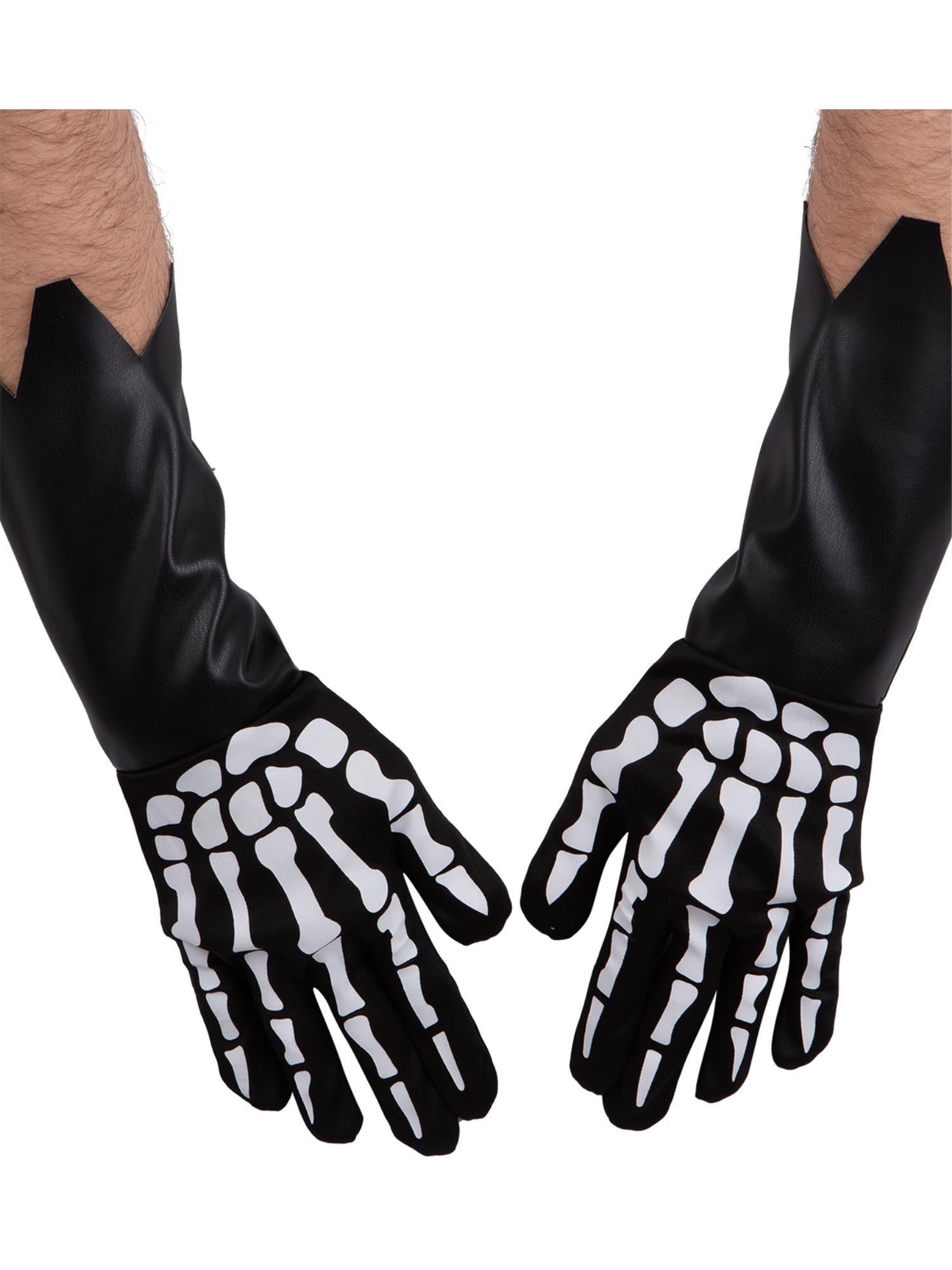 Smiffys Skeleton Gauntlet Gloves schwarze Skelett-Handschuhe für Erwachsene