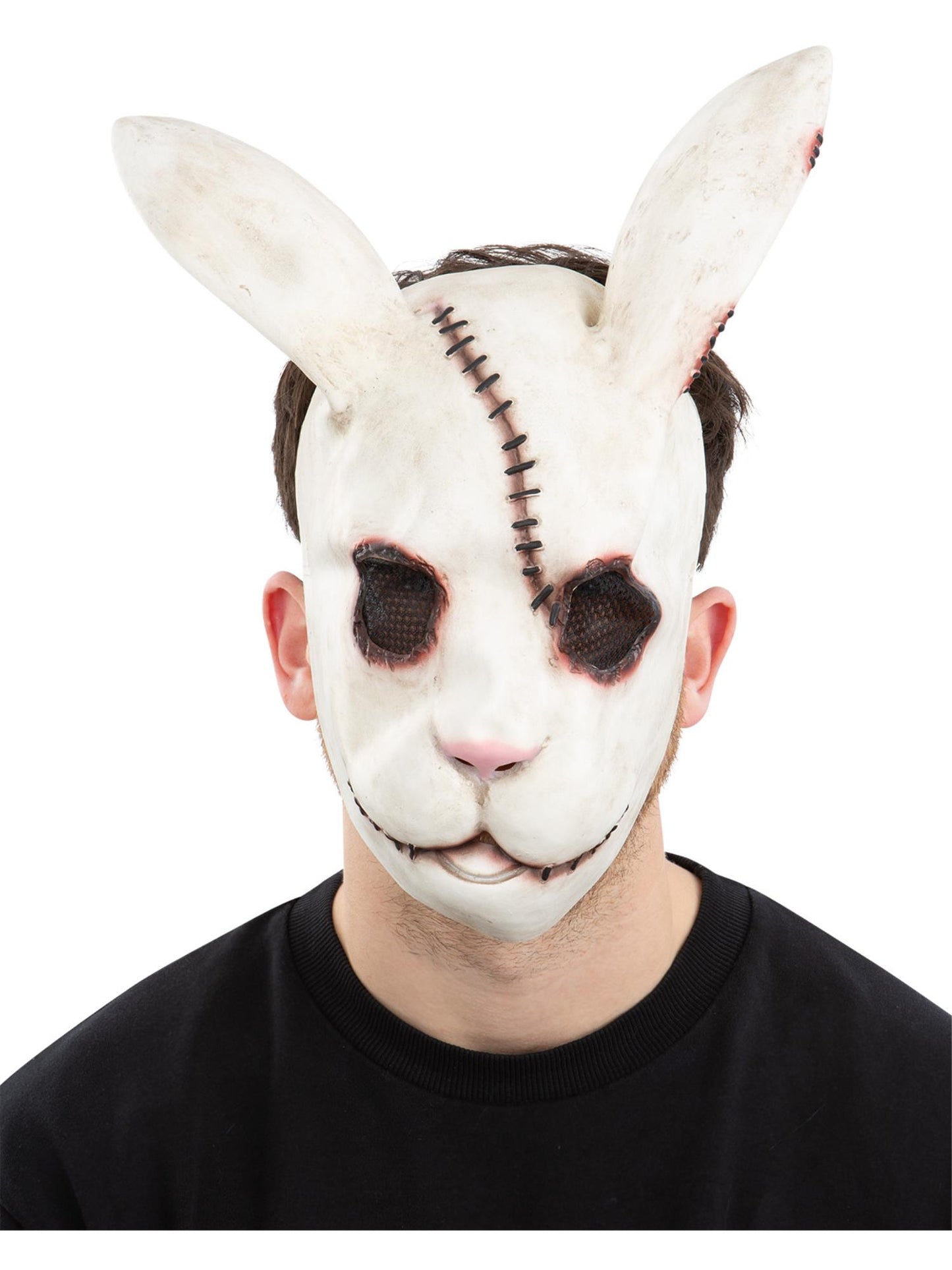 Smiffys Horror-Bunny-Latexmaske weiss für Erwachsene