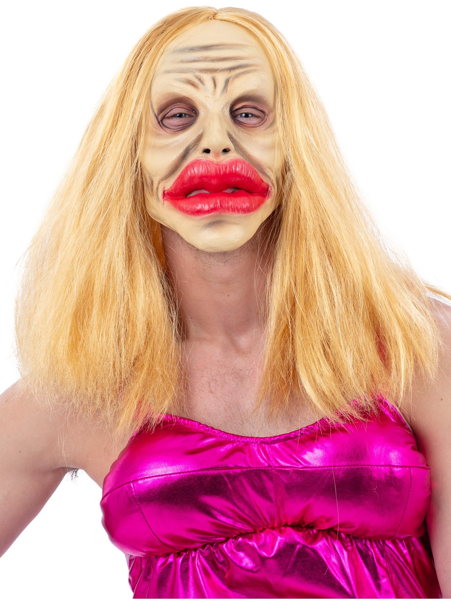 Smiffys Botched Surgery Latexmaske mit Haar in Beige für Erwachsene