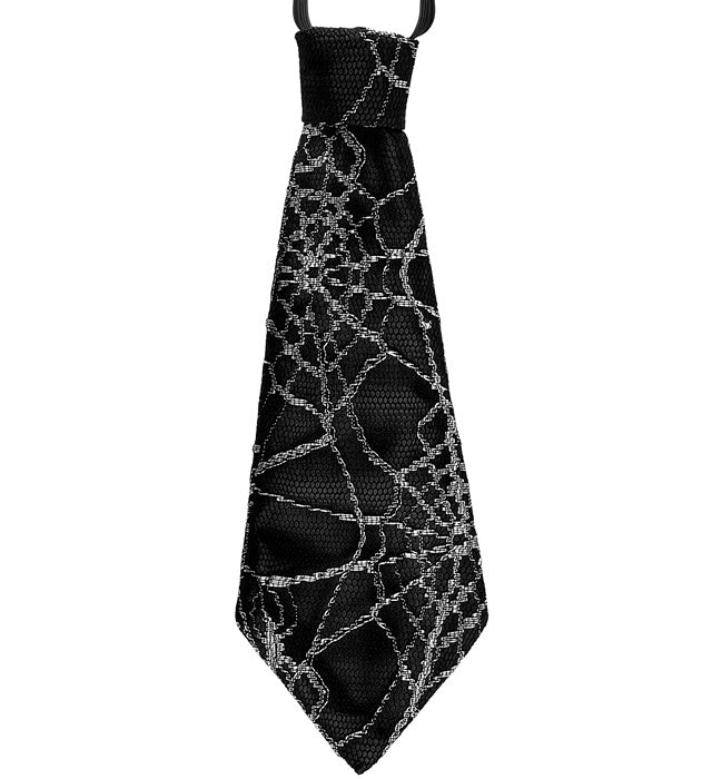Krawatte mit schwarzem Spinnennetz-Motiv auf orangefarbenem Hintergrund, 27 cm lang