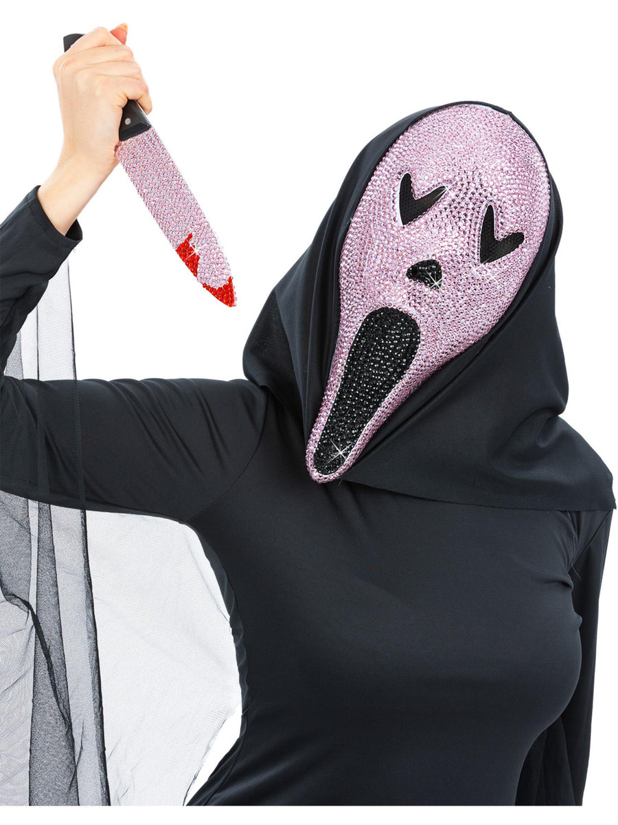 Smiffys Pink Jewelled Screamer Kit mit Maske und Messer für Damen
