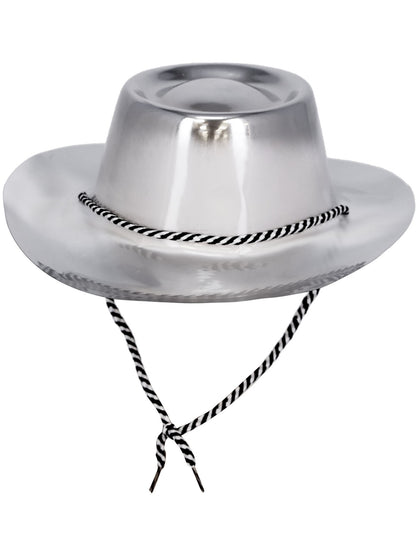 Smiffys Silver Metallic Cowboy Hat für Erwachsene in Silber – Detailansicht