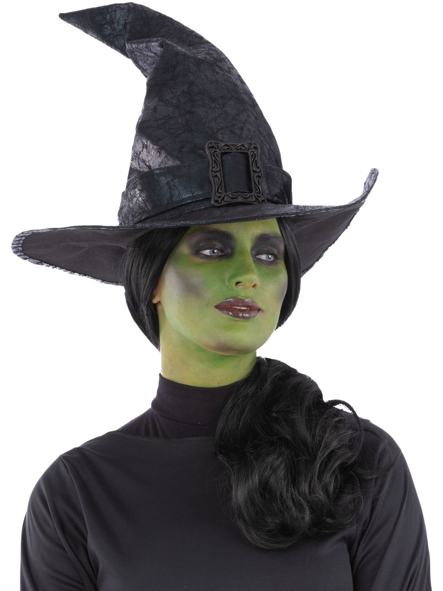 Smiffys Black Wicked Witch Hat schwarzer Hexenhut mit Schnalle für Damen
