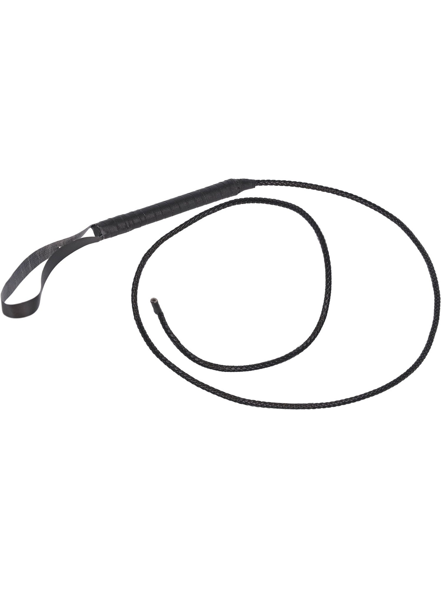 Smiffys Bull Whip aus schwarzem PU, 2 m lang – Detailansicht