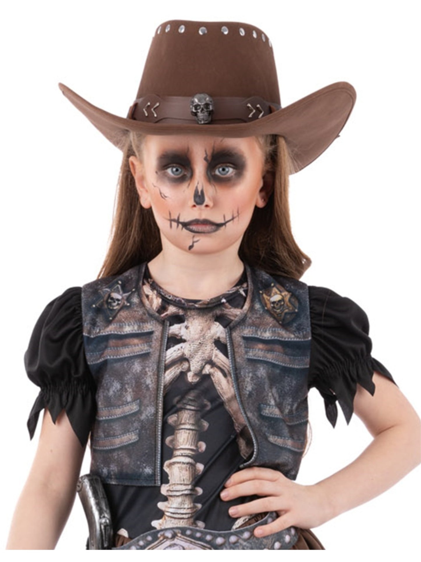 Smiffys Skeleton Cowboyhut für Kinder in Braun