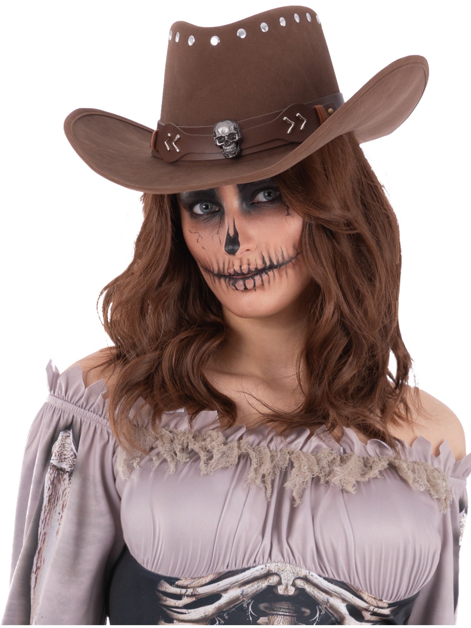 Smiffys Skeleton Outlaw Cowboy Hat braun für Erwachsene – Produktansicht
