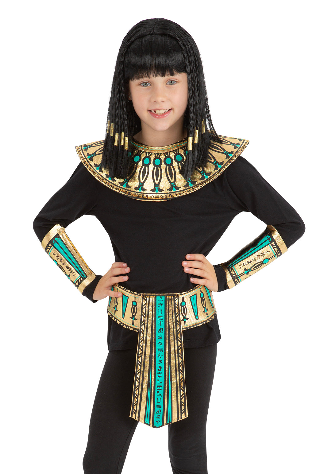 Smiffys Little Egyptian Kit für Kinder, goldener Kragen mit Manschetten und Gürtel – Detailansicht