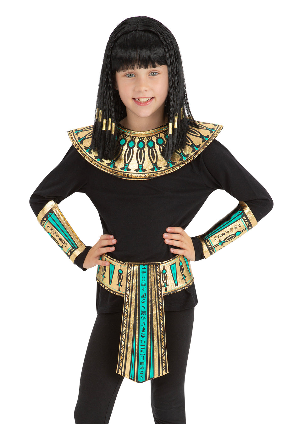 Smiffys Little Egyptian Kit für Kinder, goldener Kragen mit Manschetten und Gürtel – Detailansicht