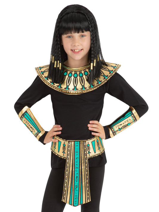 Smiffys Little Egyptian Kit für Kinder, goldener Kragen mit Manschetten und Gürtel – Produktansicht