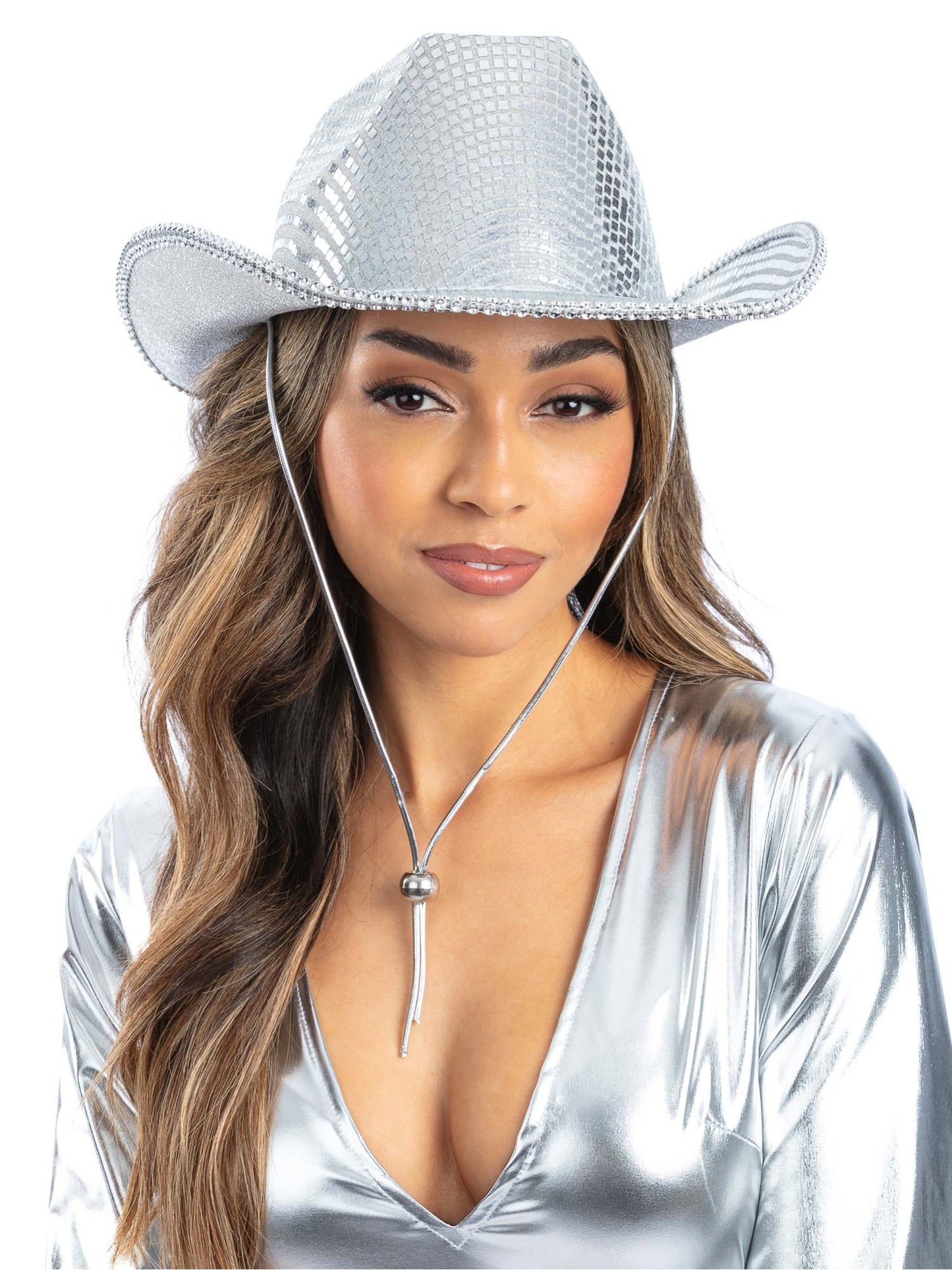 Smiffys Silver Disco Ball Cowboy Hat für Erwachsene in Silber
