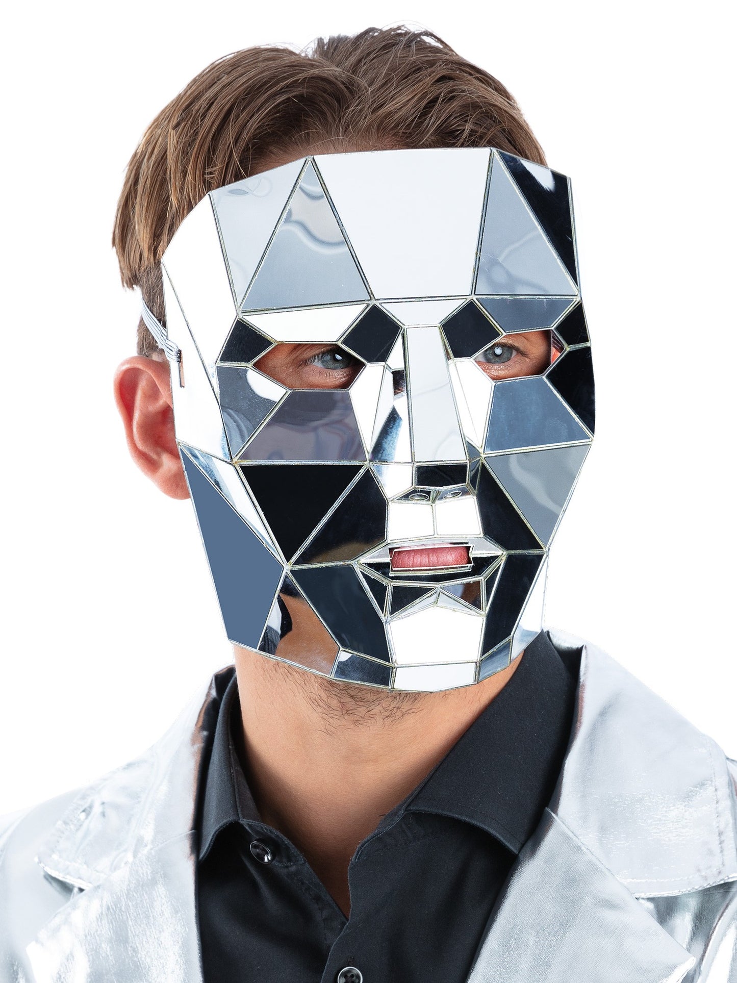 Smiffys Silver Mirrored AI Robot Mask für Unisex