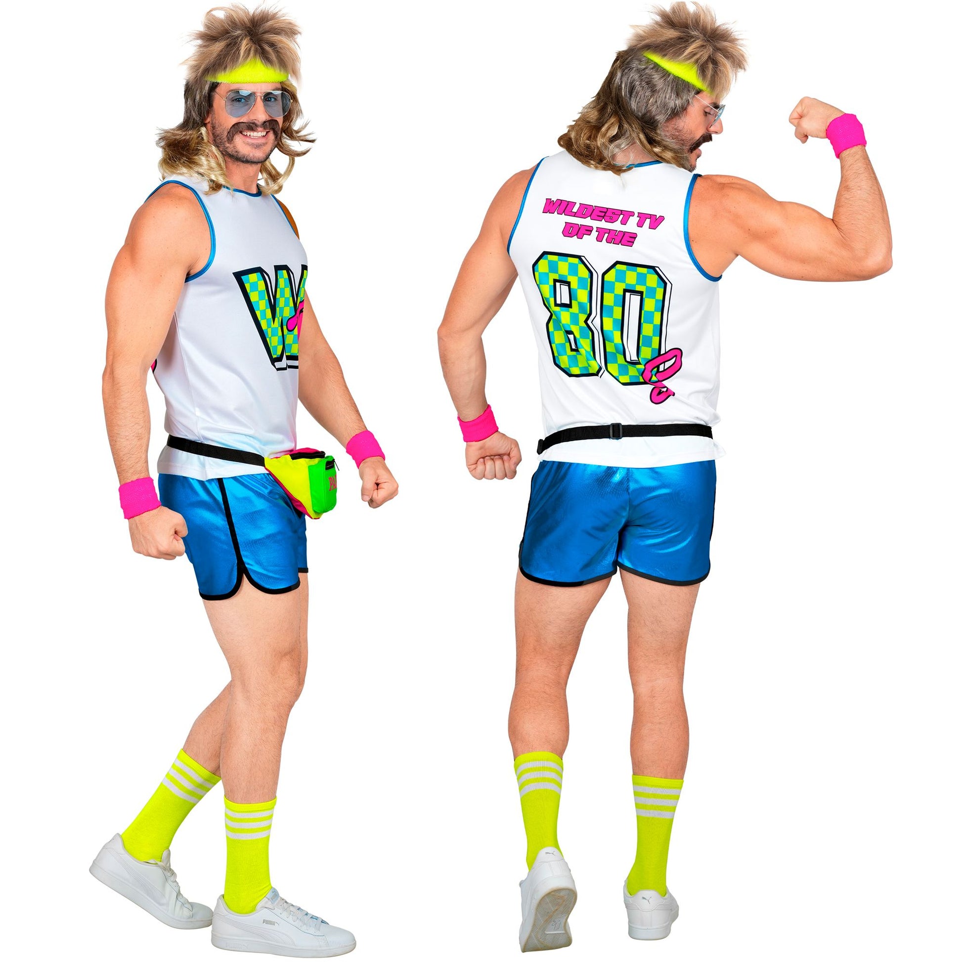 "80er Jahre AEROBIC STAR" (ärmelloses Shirt, Shorts, Stirnband, Armbänder, Strümpfe) – Ansicht 4